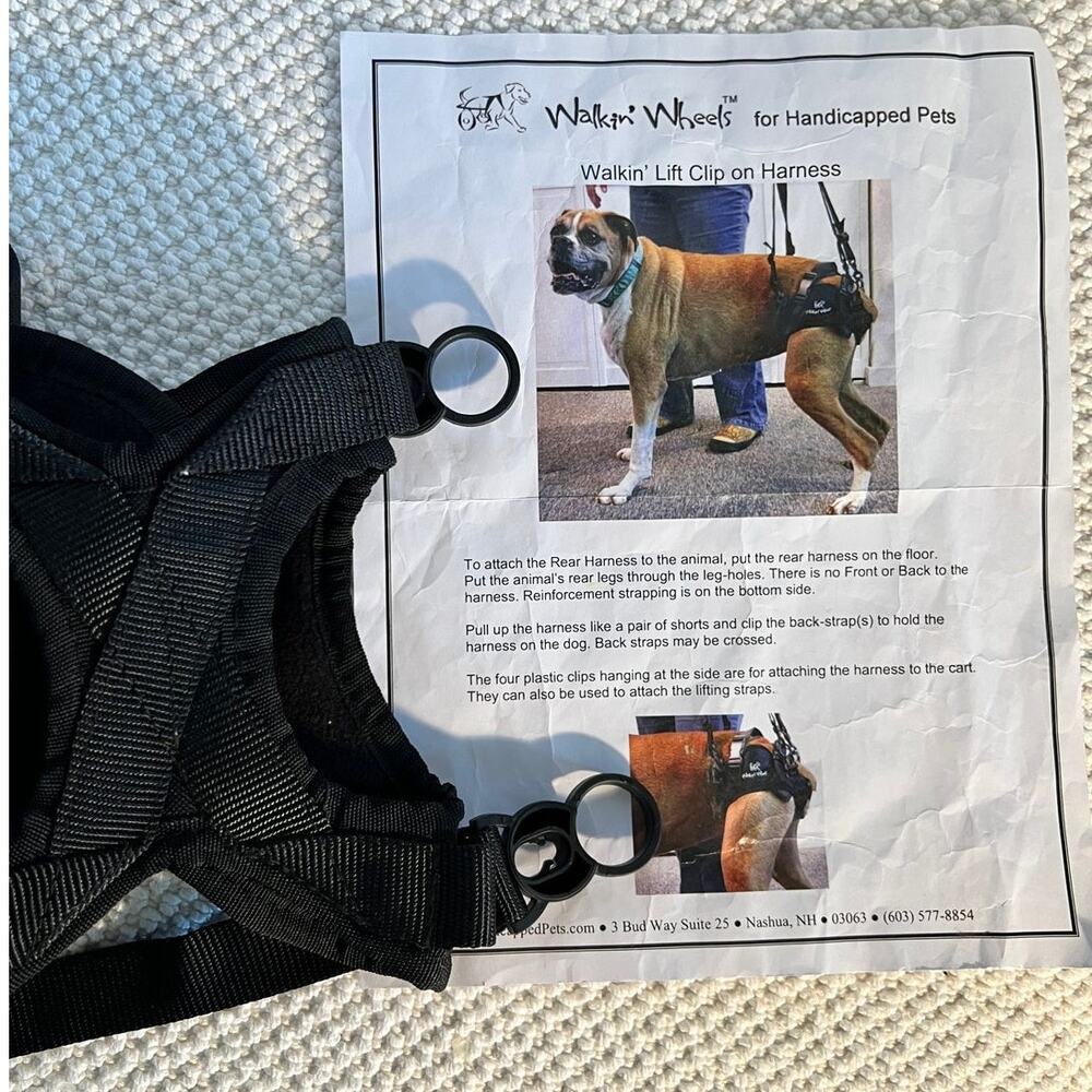 Walkin’ Lift Clip-on Harness rear-leg mobility lifting handicapped pets. XSmall